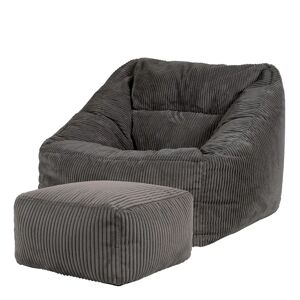 Isabelle & Max Icon Morgan Giant Corduroy Bean Bag Armchair & Footstool gray 80.0 H x 100.0 W x 88.0 D cm