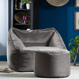 Isabelle & Max Icon Natalia Velvet Bean Bag Armchair & Pouffe 80.0 H x 100.0 W x 88.0 D cm