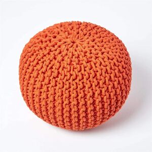 Bloomsbury Market Orange Knitted Pouffe Footstool Bean Filled 100% Cotton For Living Room Children Or The Elderly orange 35.0 H x 40.0 W x 40.0 D cm