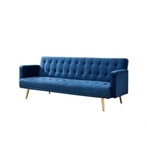 homedetail.co.uk Windsor Luxury Velvet Fabric Sofa Bed, Blue with Golden Legs