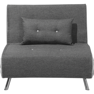 Beliani Sofa Bed Grey Fabric Upholstery Single Sleeper Fold Out Chair Bed Material:Polyester Size:87/191x89x100