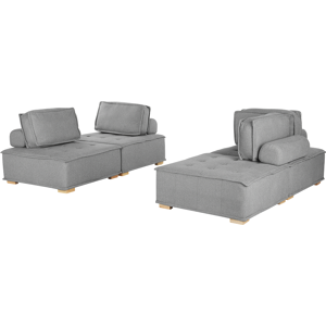 Beliani Sofa Set Grey Polyester Fabric 300 x 200 cm Upholstered 4 Seater Modular Scandinavian Modern Material:Polyester Size:200x40x100