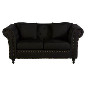 Designer Sofas 4U Alonzo 2 Seater Chesterfield Black Fabric Sofa