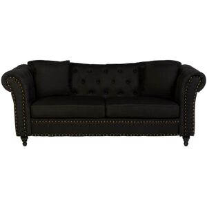 Designer Sofas 4U Alonzo 3 Seater Chesterfield Black Fabric Sofa