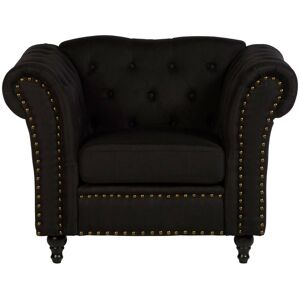 Designer Sofas 4U Alonzo Chesterfield Black Fabric Chair Studed