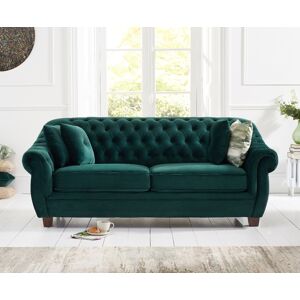 Oak Furniture Superstore Eva Chesterfield Green Velvet Three-Seater Sofa
