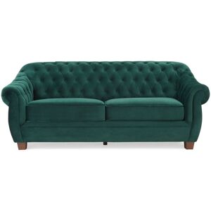 Oak Furniture Superstore Eva Chesterfield Green Velvet Three-Seater Sofa