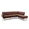 Mercury Galli Scandi Style Right Hand Facing Linen Blend Fabric Chaise Corner Sofa - Beige brown 88.0 H x 265.0 W x 200.0 D cm