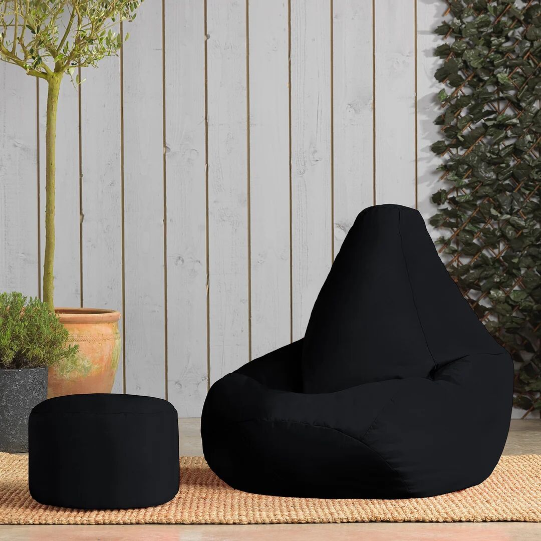 Photos - Bean Bag Brayden Studio Veeva Indoor Outdoor High Back  & Footstool black/b