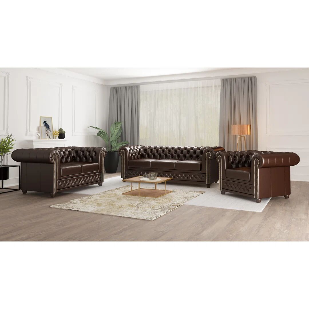 Photos - Storage Combination Marlow Home Co. Chesterfield Erra Sofa Set with sleeping function 3+2+1 br