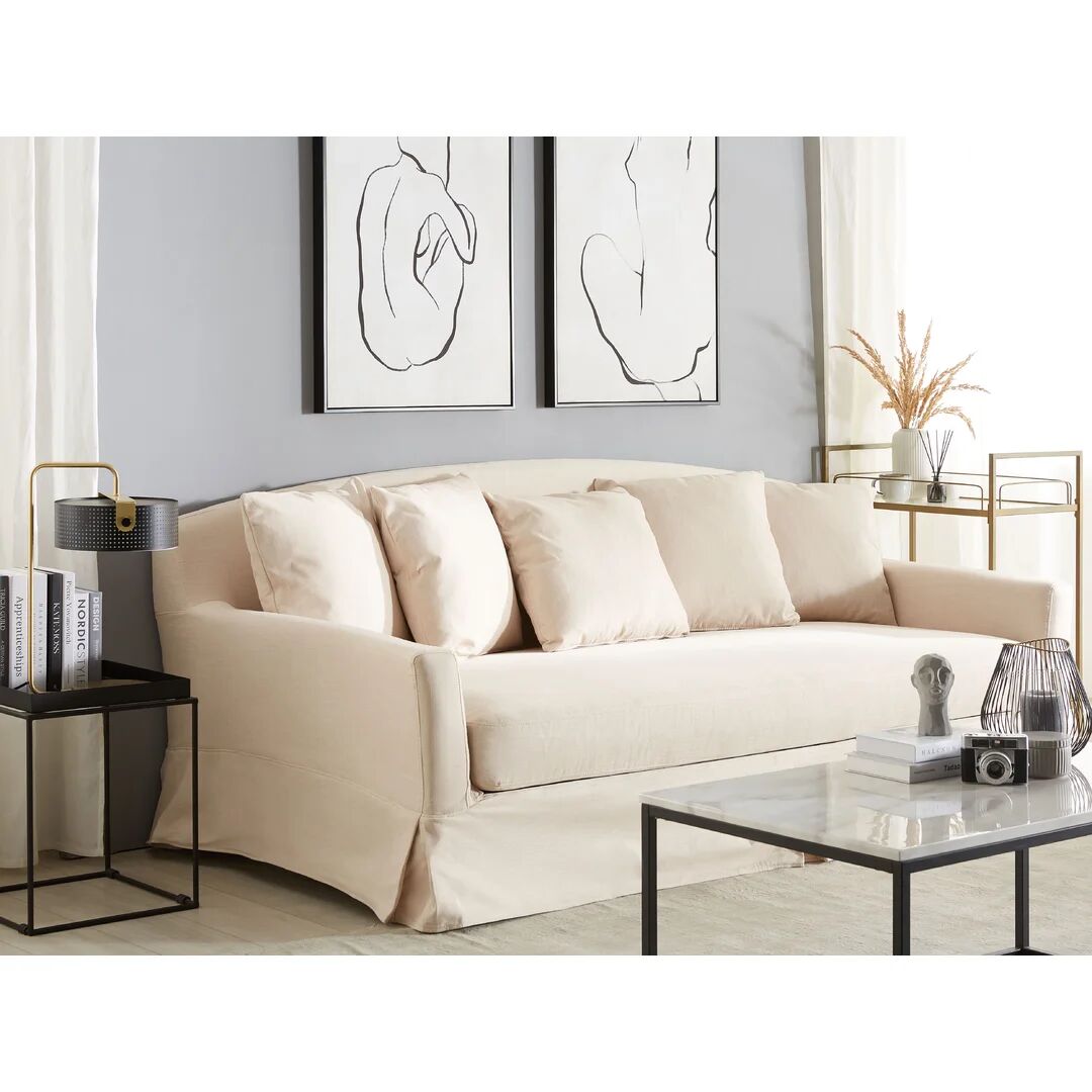 Ebern Designs Abdulbaki Box Cushion Sofa Slipcover brown 89.0 H x 212.0 W x 90.0 D cm