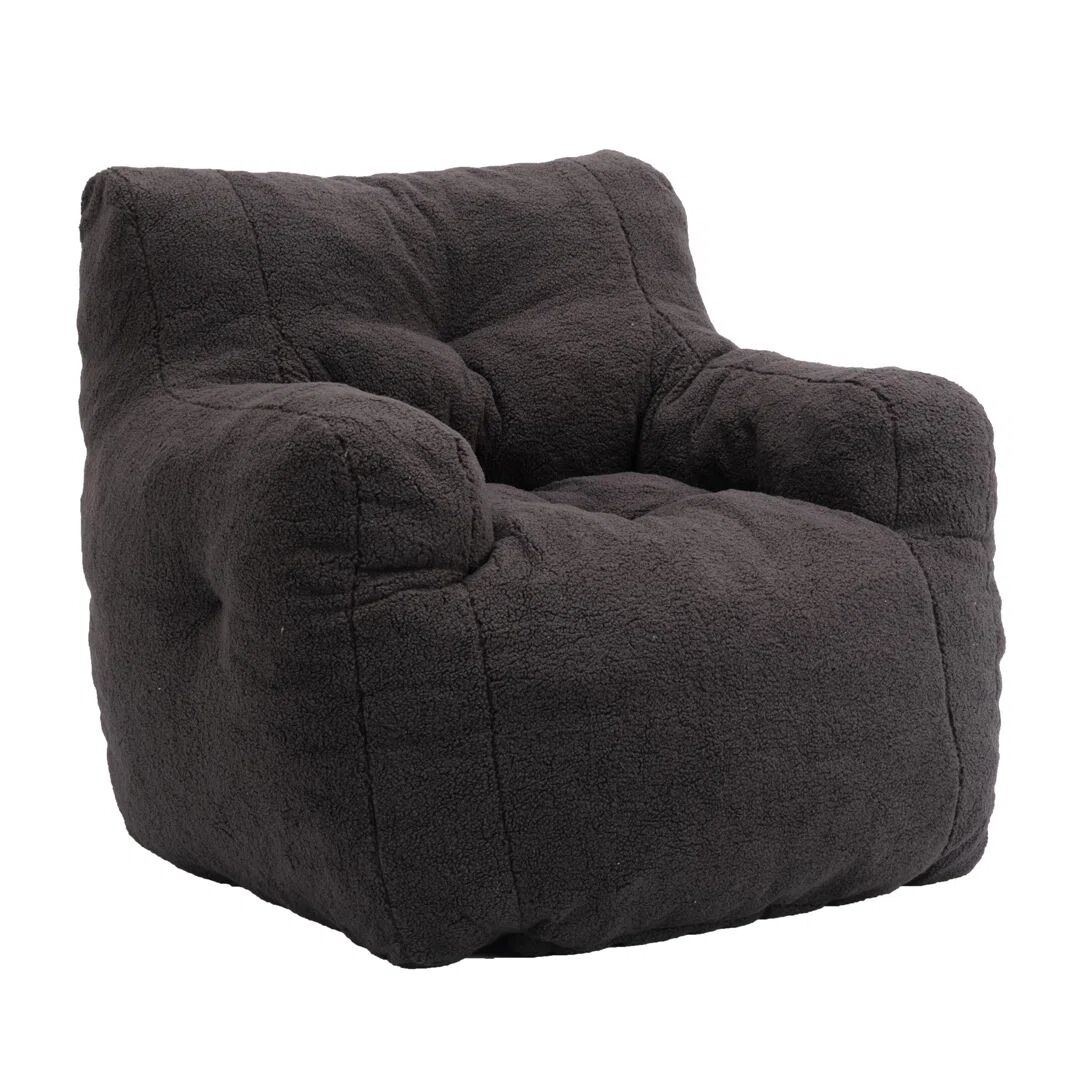 Photos - Bean Bag Harriet Bee Soft Teddy Fabric  Chair black 27.56 H x 37.0 W x 39.3