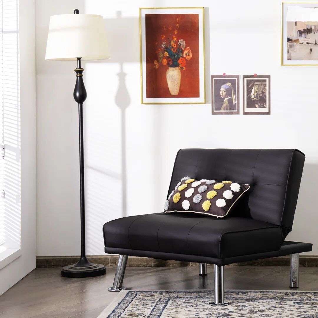 Photos - Sofa Wayfair Samples Hynleigh 80Cm Faux Leather Armless Reclining Loveseat blac