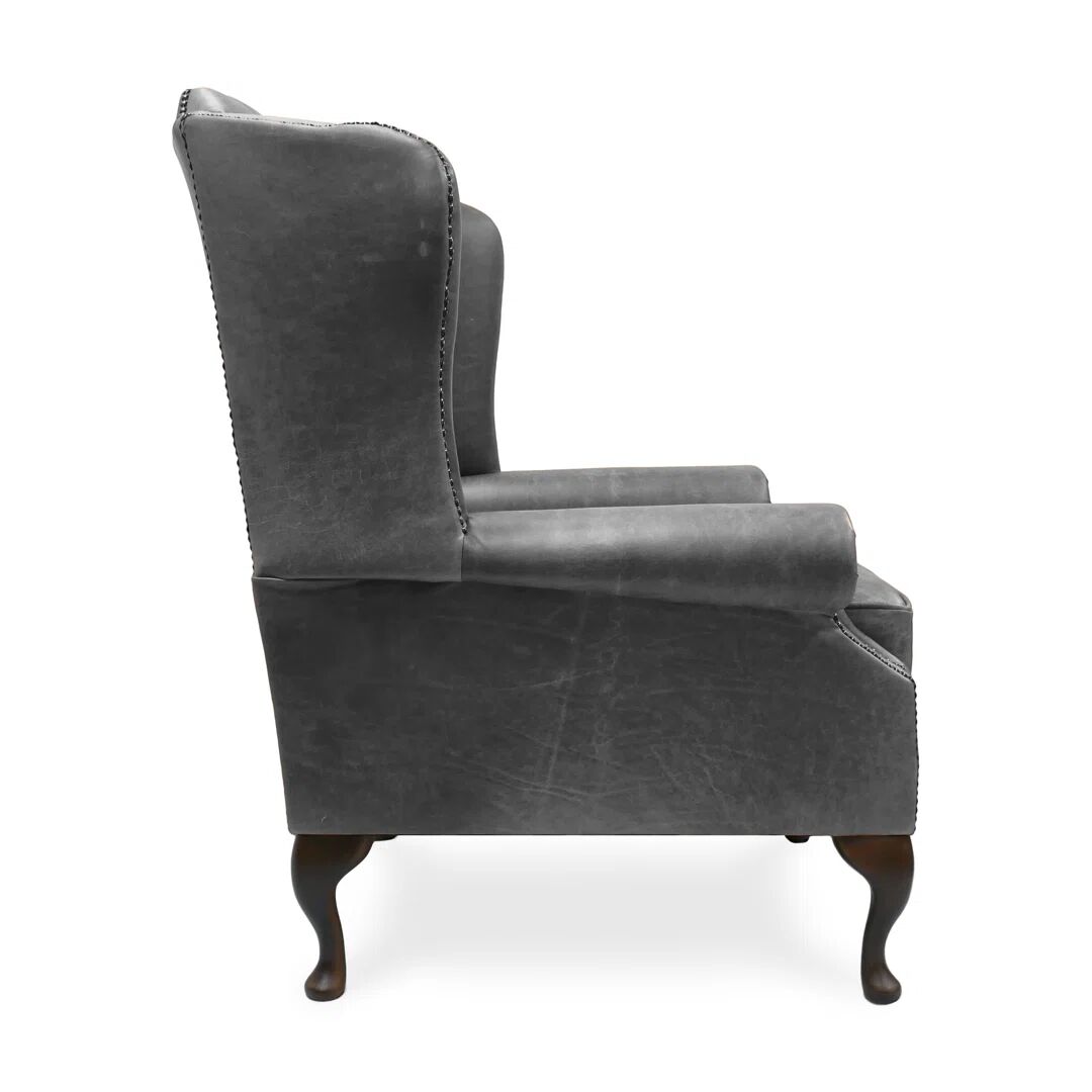 Photos - Chair Rosalind Wheeler Dellaquila Leather Wingback  gray 104.0 H x 77.0 W x