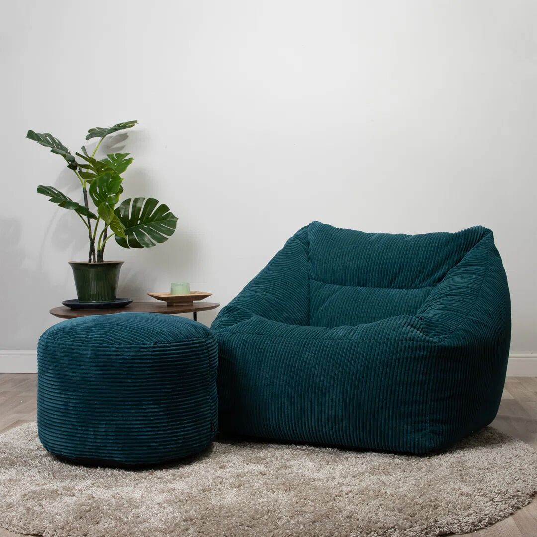 Photos - Bean Bag Harriet Bee icon Morgan Corduroy  Armchair & Pouffe blue 80.0 H x