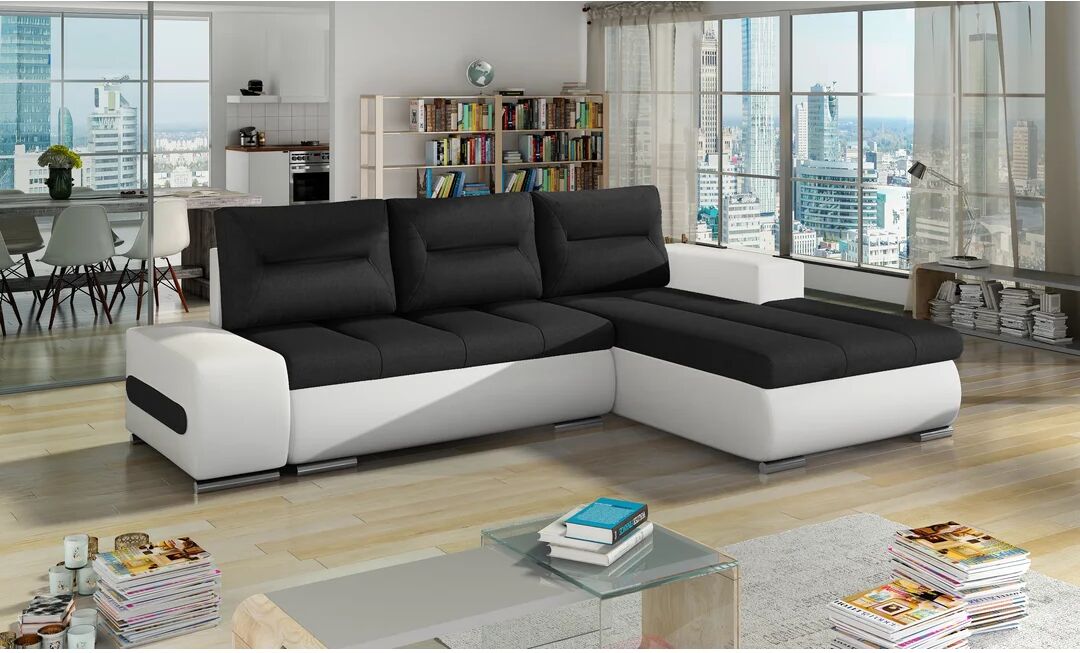 Photos - Sofa Latitude Run Bipasha Corner  white/black 85.0 H x 275.0 W x 180.0 D cm