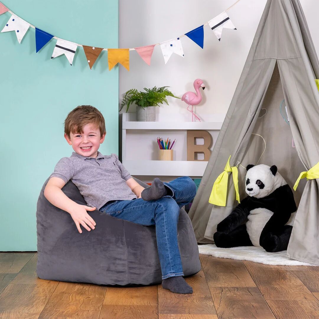 Photos - Bean Bag Fairmont Park icon Kids Mini Milano Velvet  Chair gray 50.0 H x 53