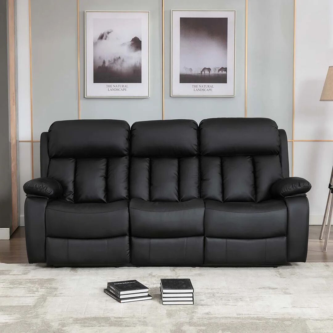 Photos - Sofa Ebern Designs Deneka 3 Seater Reclining  black 108.0 H x 211.0 W x 92.