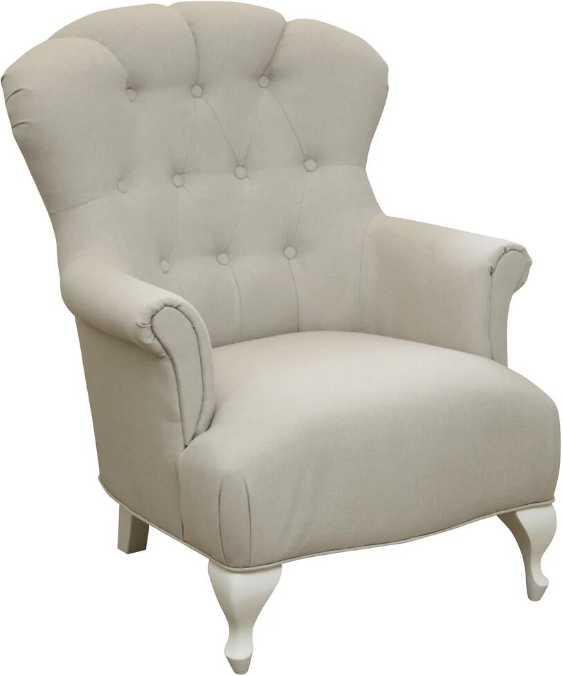 Photos - Chair Fleur De Lis Living Christen 78Cm Wide Tufted Armchair white/brown 98.0 H