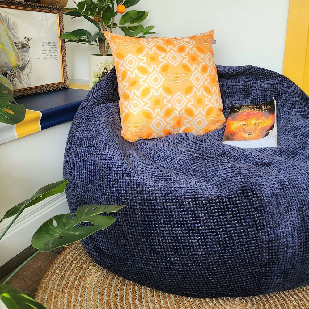 Photos - Bean Bag Brayden Studio Waffle Slouchbag Beanbag blue 110.0 H x 80.0 W x 80.0 D cm