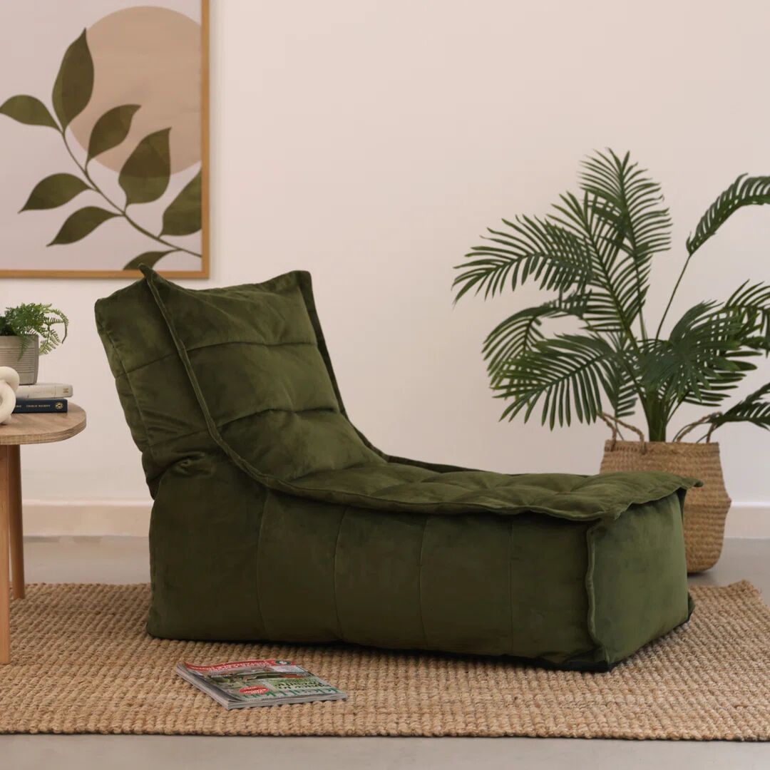 Photos - Bean Bag Brayden Studio Icon Glenys Velvet Lounger  Chair green