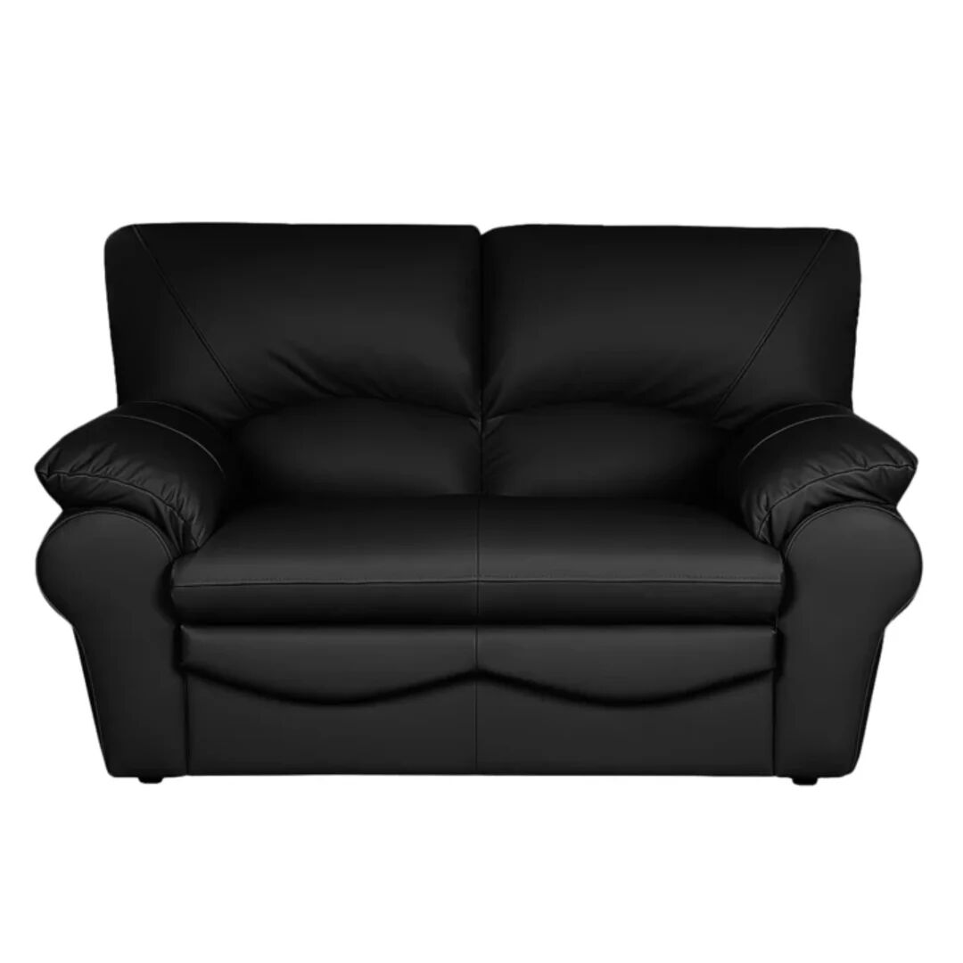 Photos - Sofa 17 Stories Heppman Genuine Leather 2 Seater Loveseat black 92.0 H x 150.0