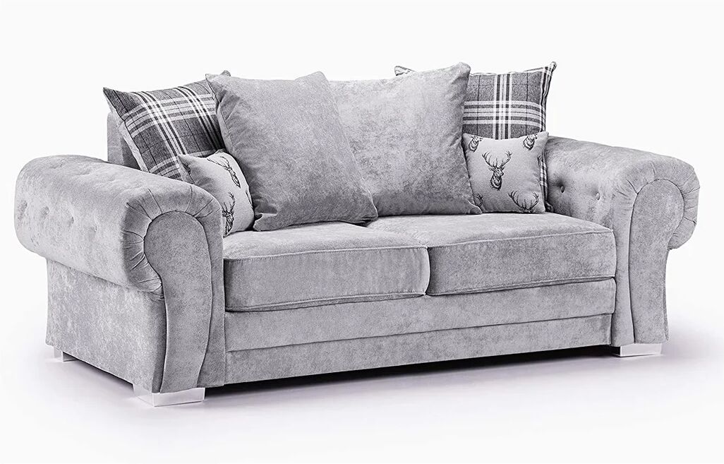 Photos - Sofa Rosdorf Park Deschamps 3 Seater  white/brown 80.0 H x 193.0 W x 90.0 D