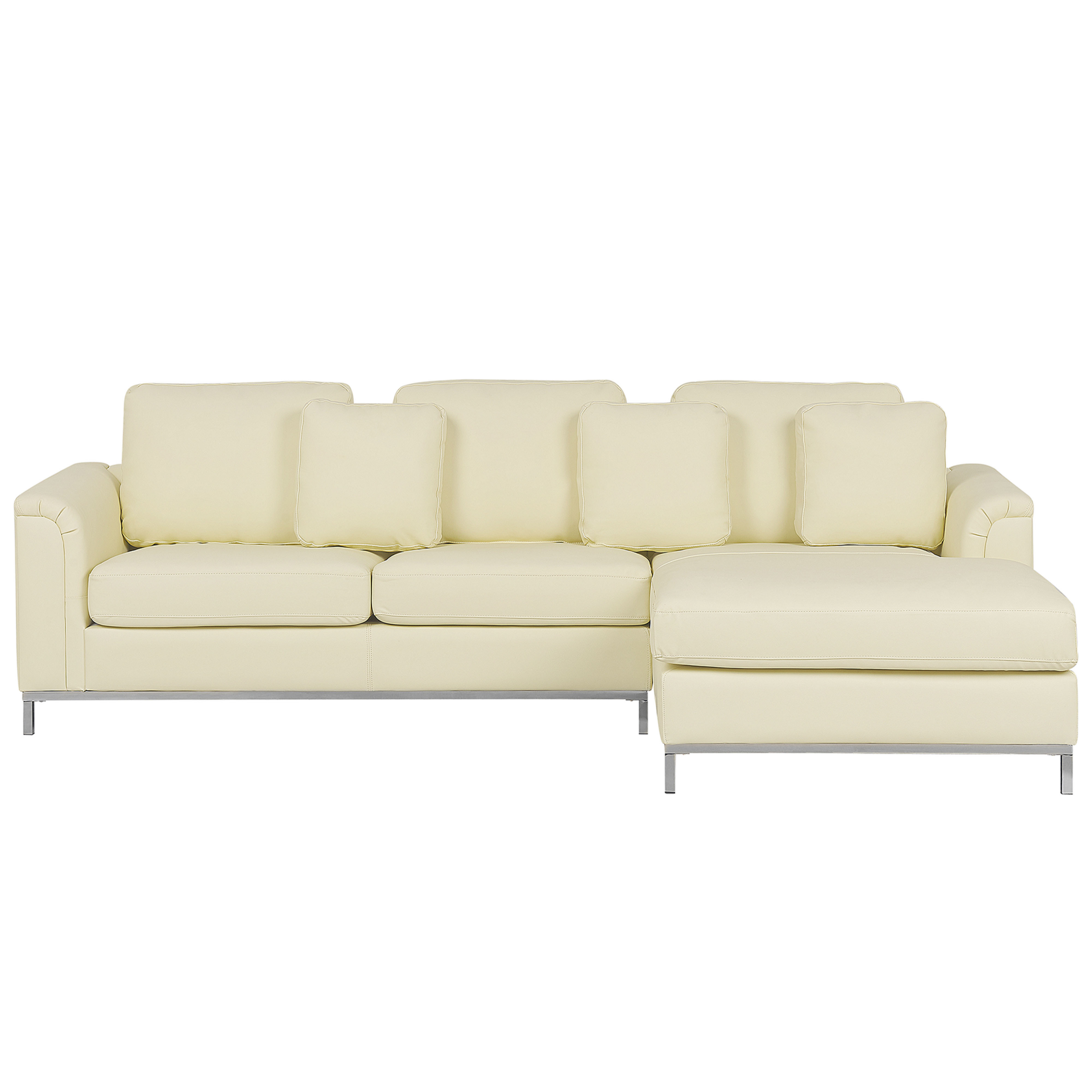 Beliani Corner Sofa Beige Leather Upholstered L-shaped Left Hand Orientation