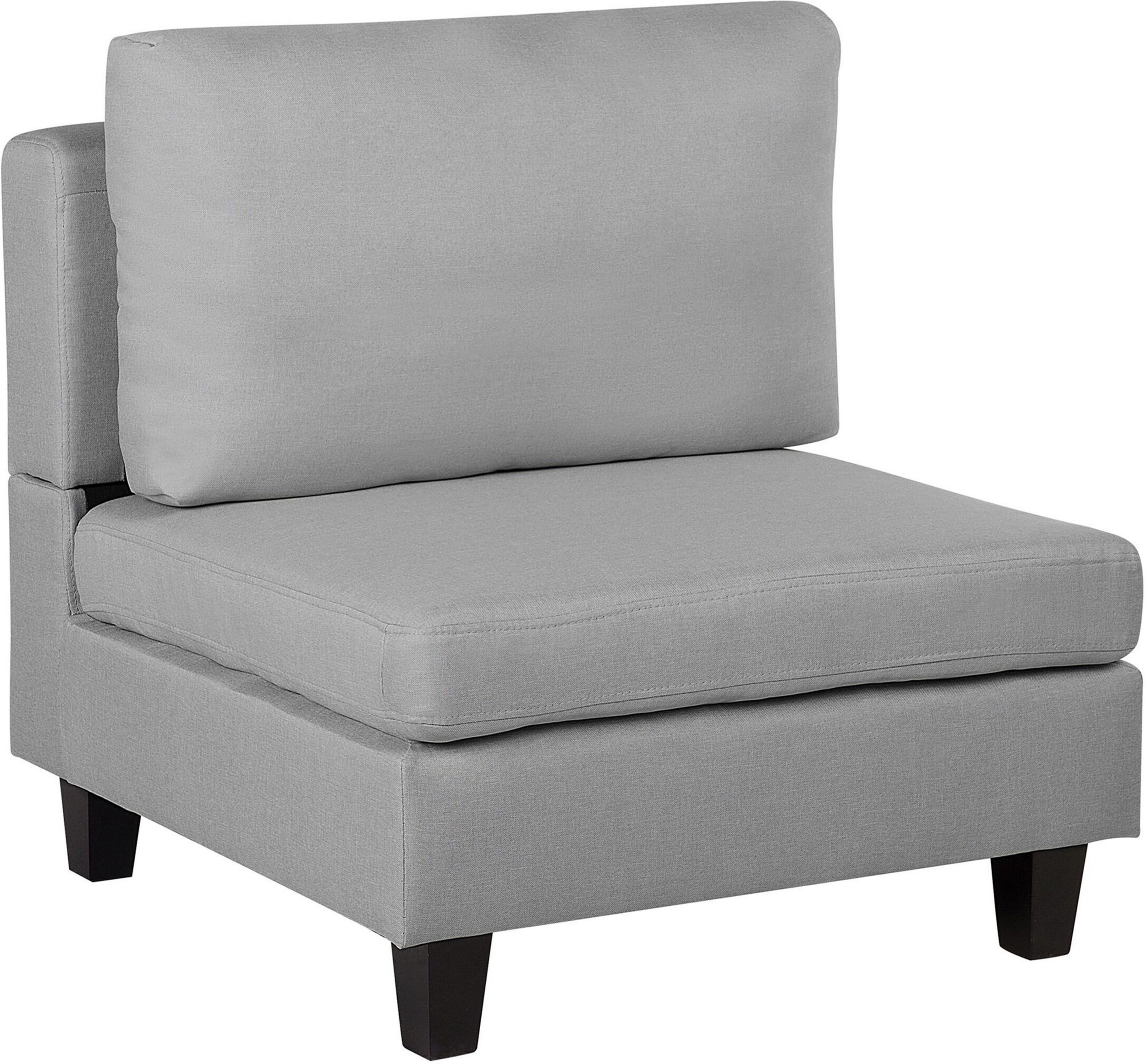 Beliani 1-Seat Section Light Grey Fabric Upholstered Armchair Module Piece