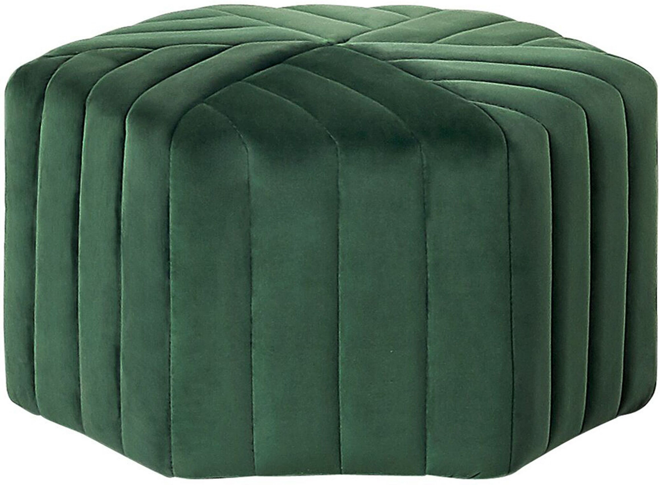 Beliani Pouffe Green Velvet 29 x 53 x 48 cm Upholstered Hexagon Footstool Glamour