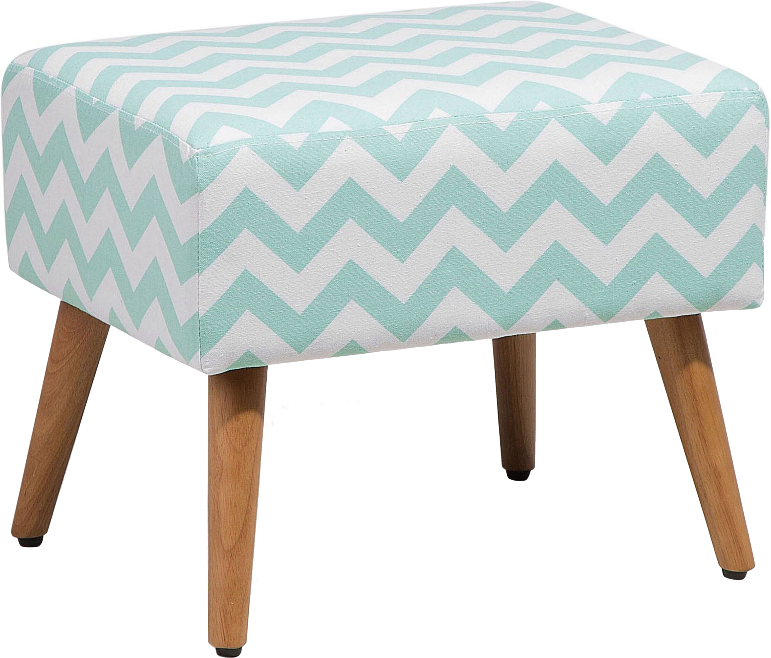 Beliani Footstool Mint Green Cotton Seat Wooden Legs Oriental Pattern Scandinavian Style