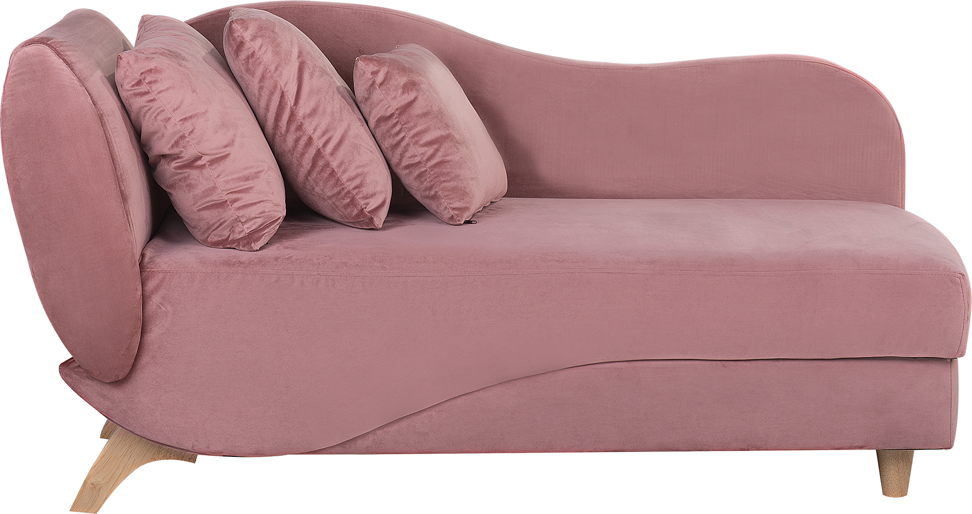 Beliani Left Hand Chaise Lounge in Pink with Storage Container