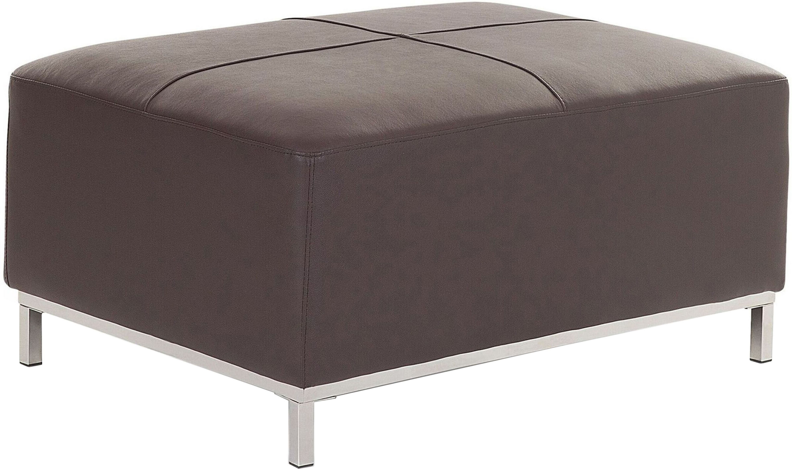 Beliani Ottoman Brown Genuine Leather Upholstered Footstool Rectangular Minimalist Modern