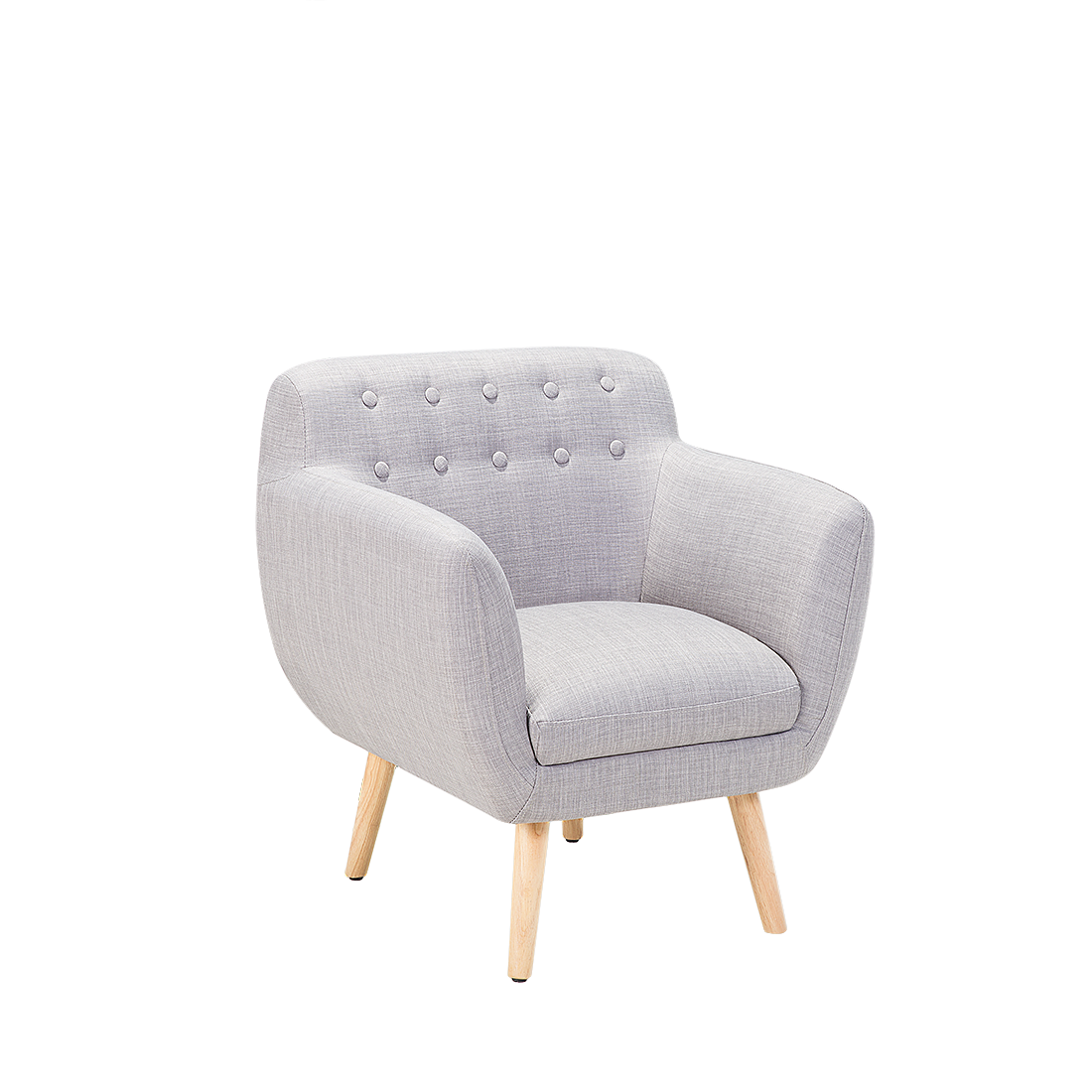 Beliani Armchair Grey Fabric Upholstery Buttoned Retro Club Chair Retro Style