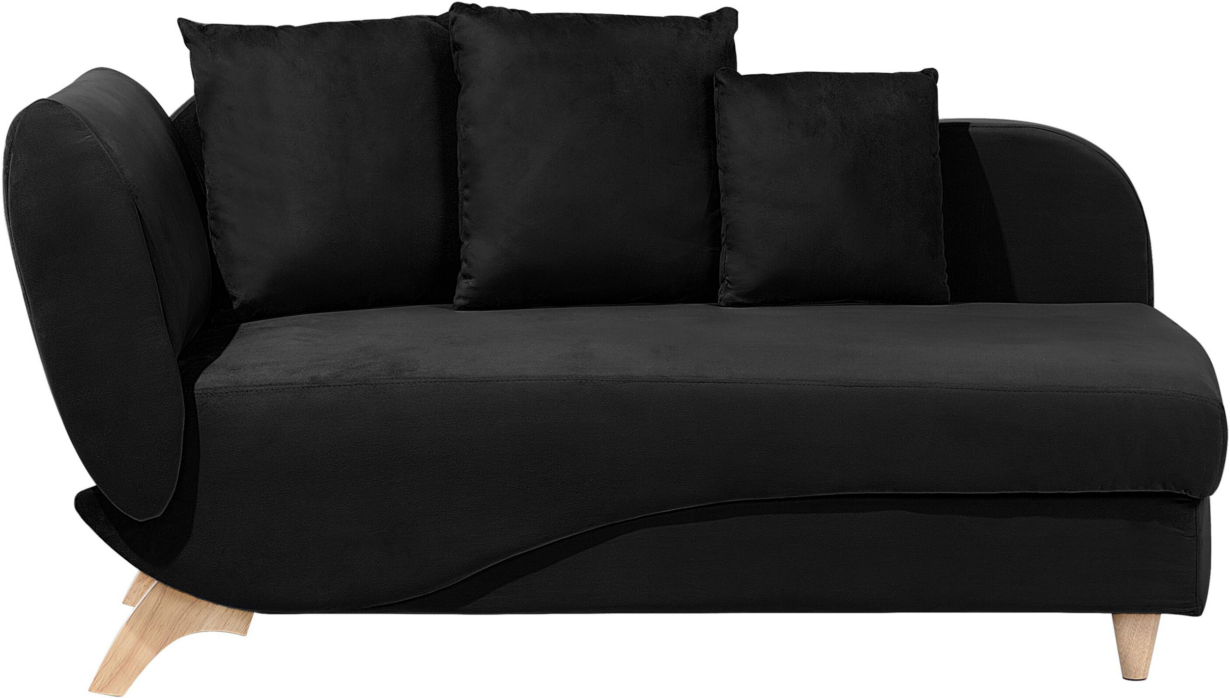 Beliani Left Hand Chaise Lounge in Black with Storage Container