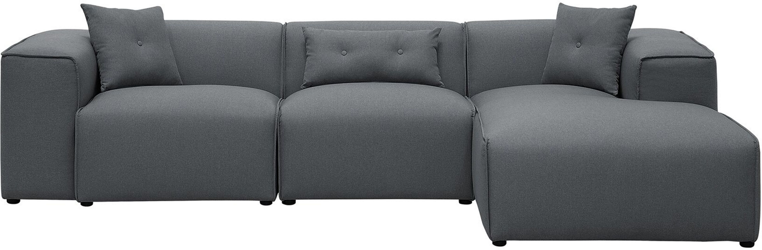 Beliani Corner Sofa Grey 3 Seater Extra Scatter Cushions Modern