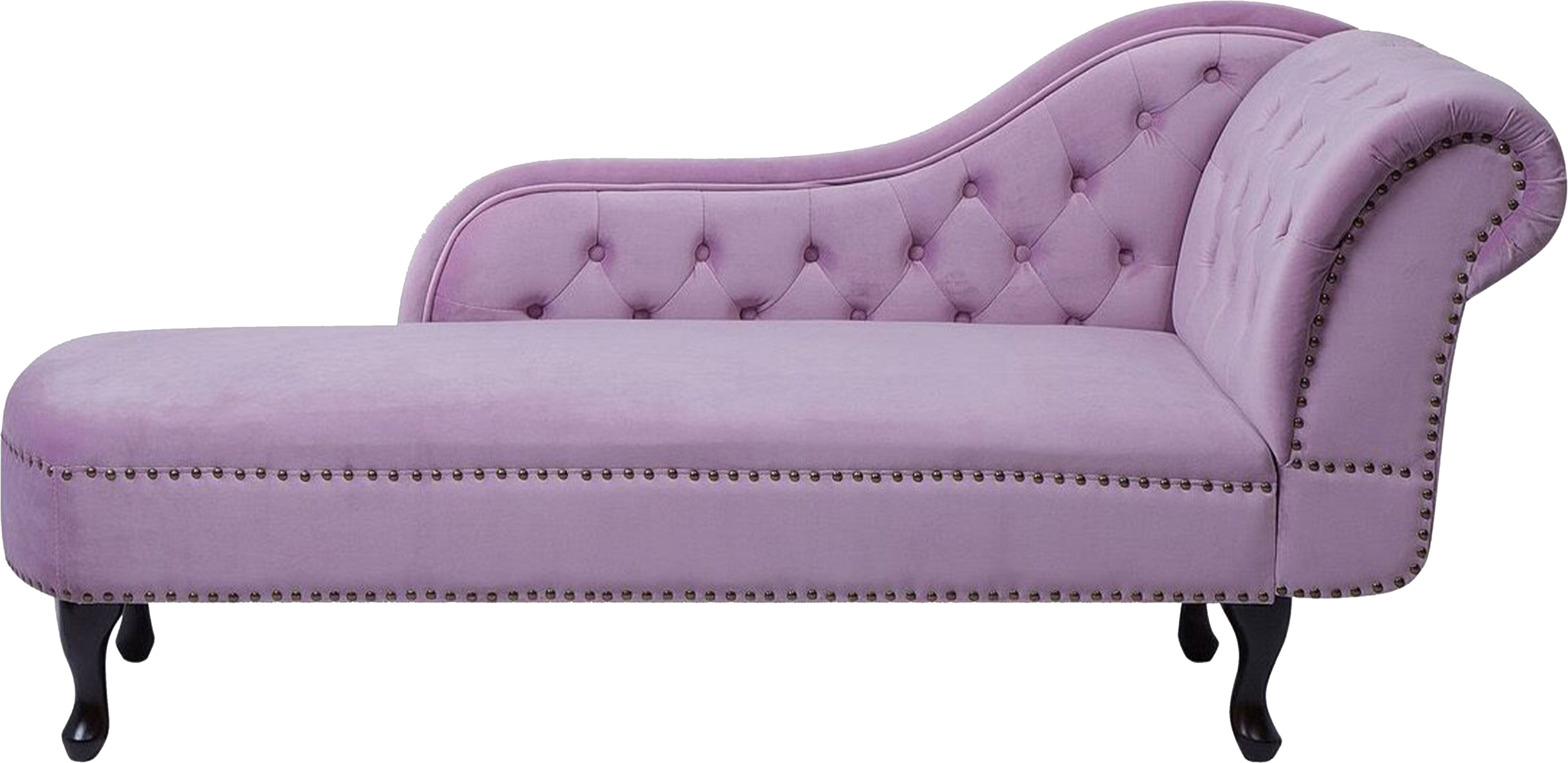 Beliani Chaise Lounge Pink Right Hand Velvet Buttoned Nailheads