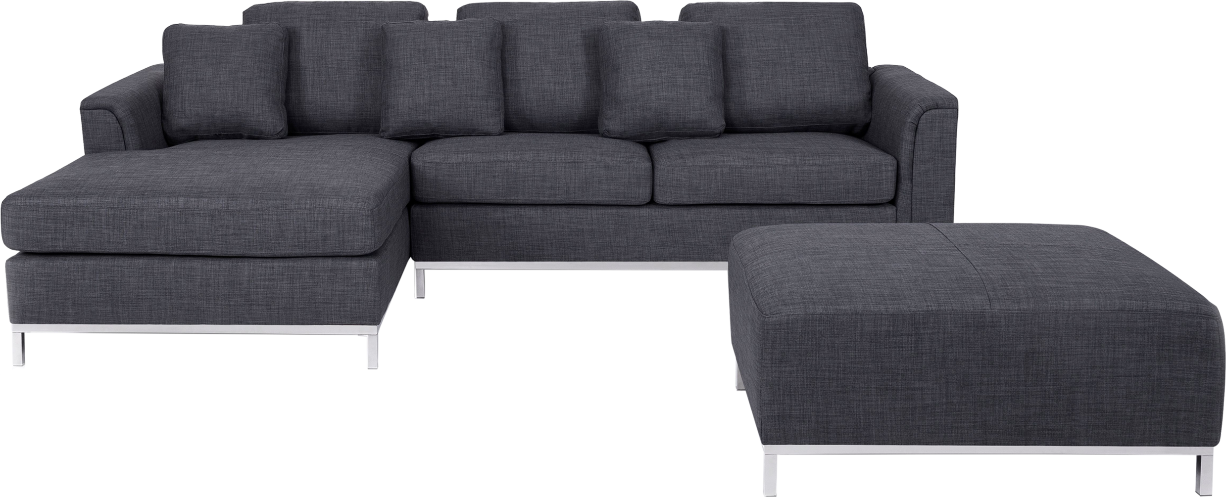 Beliani Corner Sofa Grey Fabric Upholstered with Ottoman L-shaped Right Hand Orientation