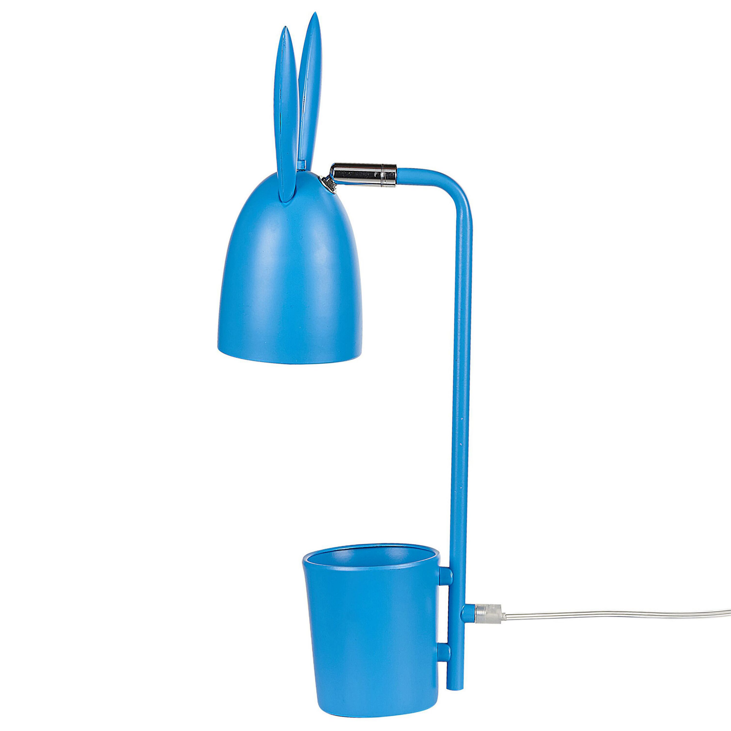 Beliani Desk Lamp Blue Metal Iron 42 cm Table Lamp Bunny Ears Shade Kids Room Modern Design