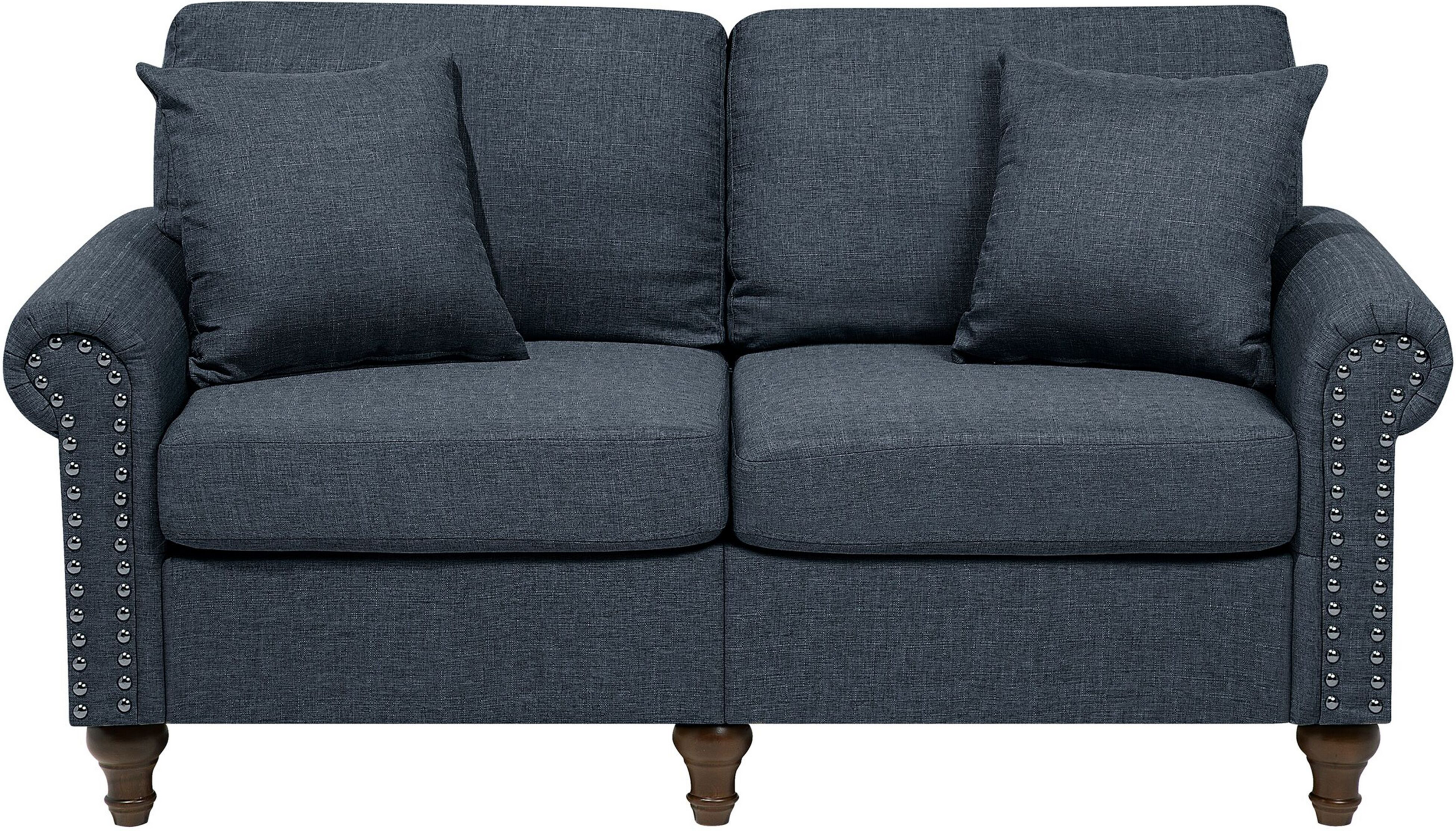 Beliani 2 Seater Sofa Dark Grey Fabric Chesterfield Style Low Back