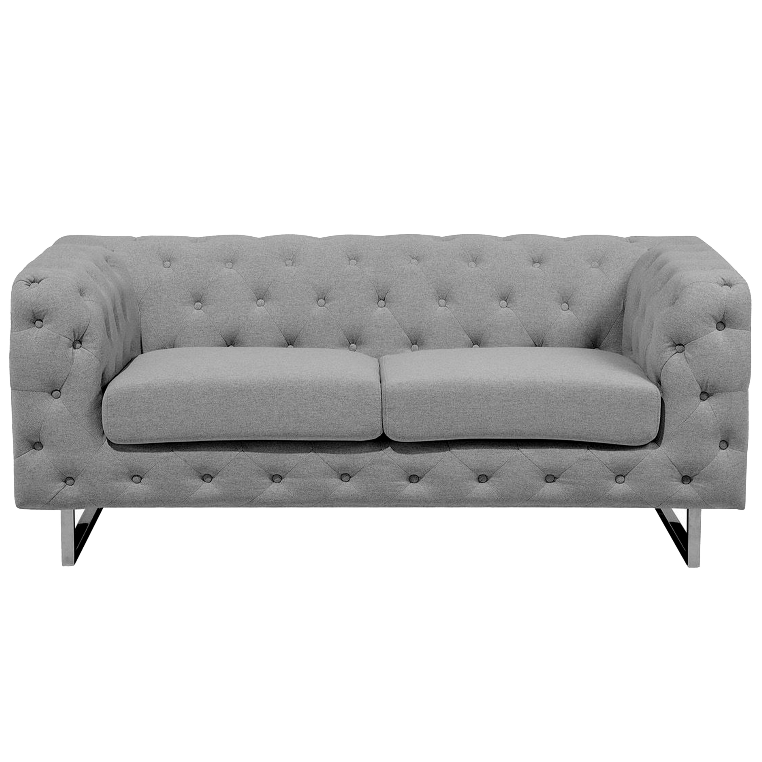 Beliani 2 Seater Chesterfield Sofa Light Grey Button Tufted
