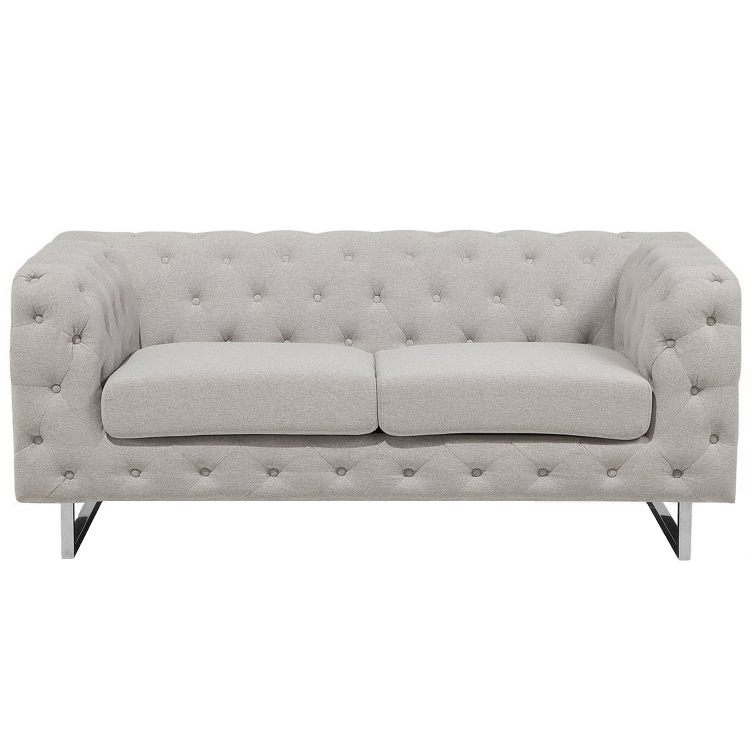 Beliani 2 Seater Chesterfield Sofa Beige Ivory Button Tufted