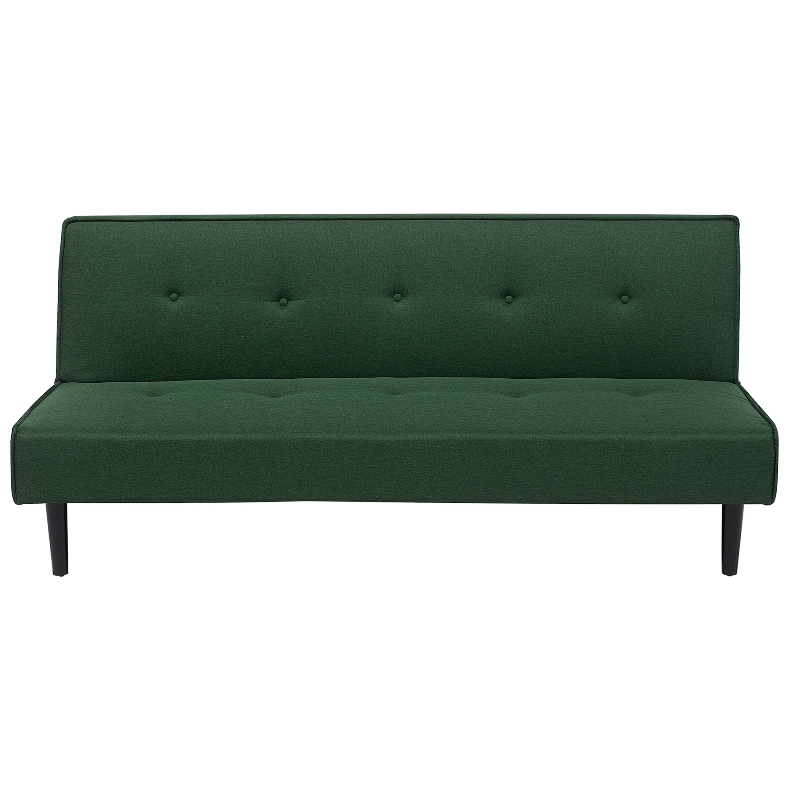 Beliani Sofa Bed Dark Green 3 Seater Buttoned Seat Click Clack