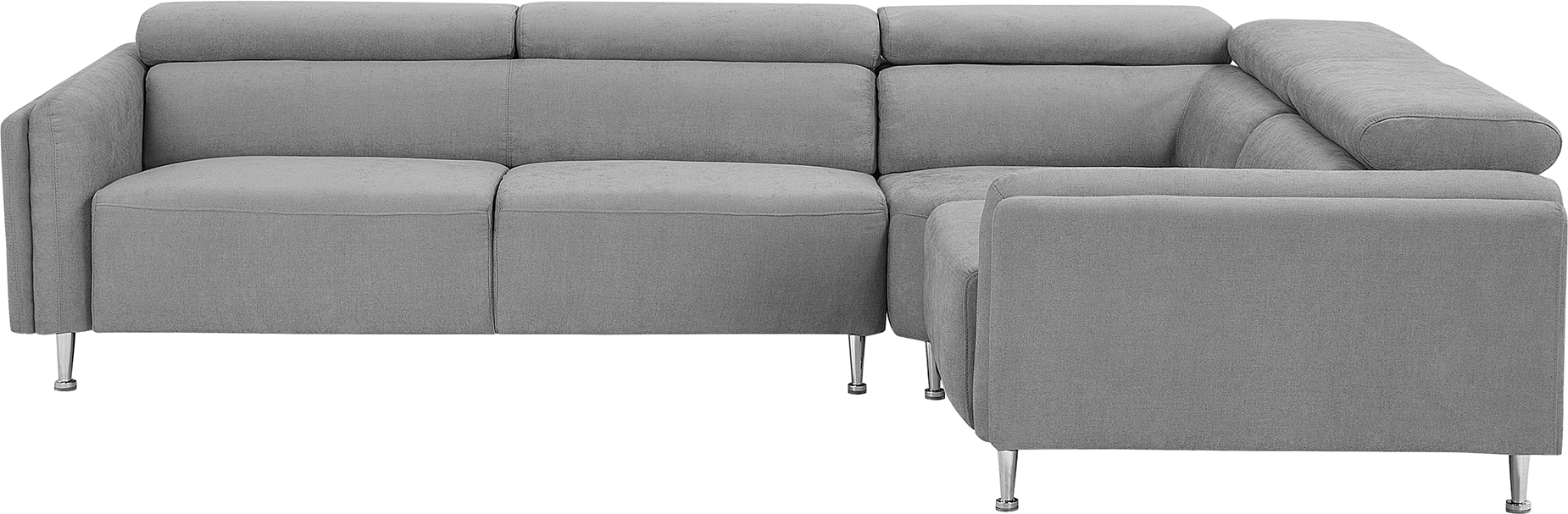 Beliani Corner Sofa Grey 5 Seater Large Adjustable Headrests Modern