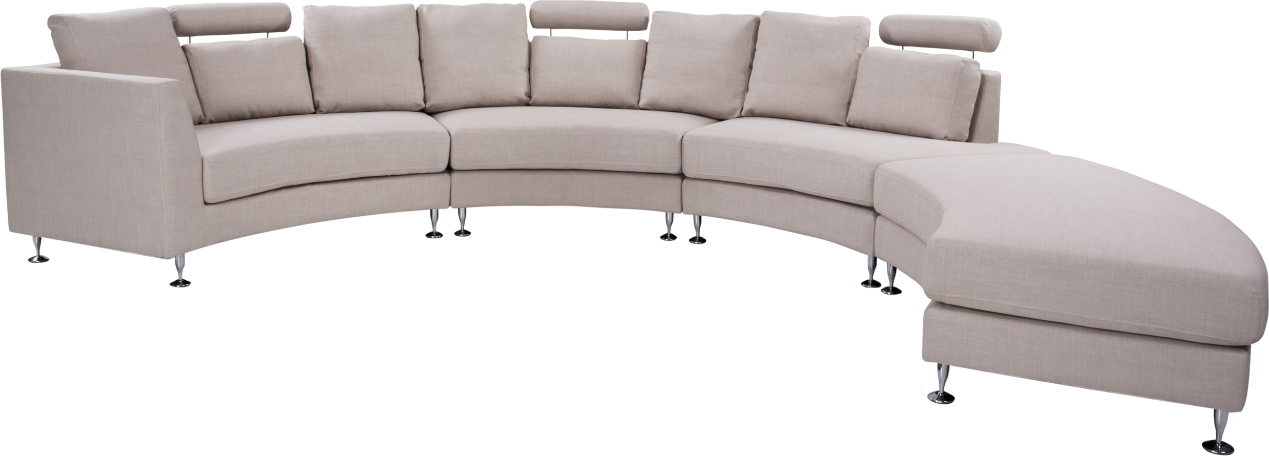 Beliani Curved Sofa Beige Upholstery Modular 8-Seater Adjustable Headrests Modern