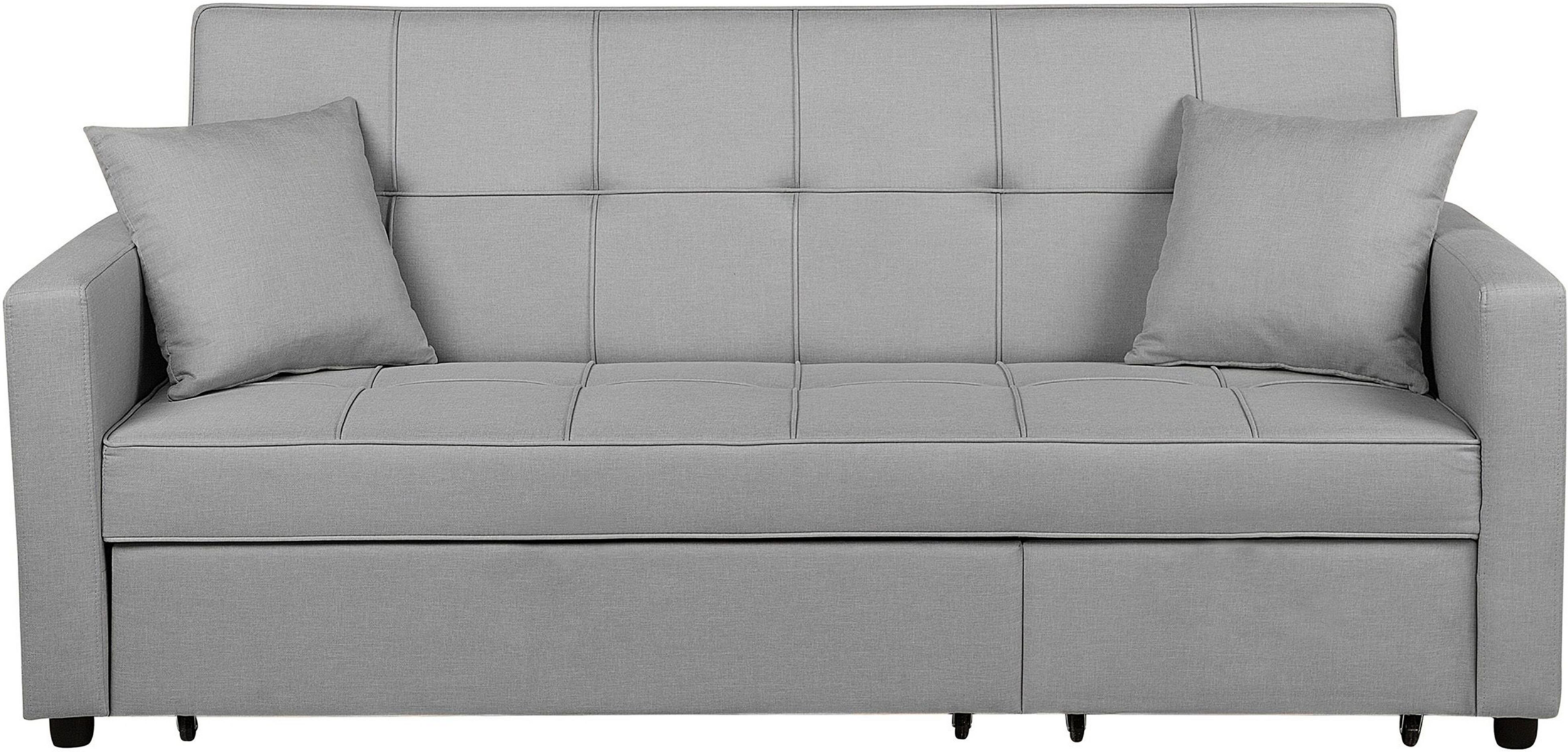 Beliani Sofa Bed Grey Sleeping Function Modern Upholstered