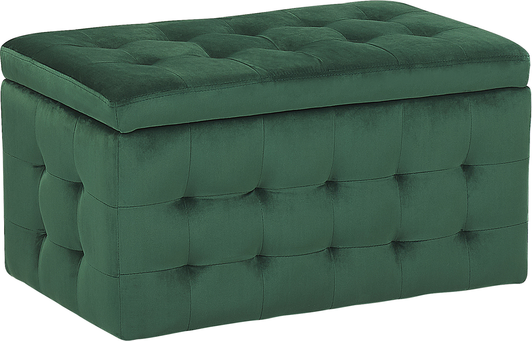 Beliani Ottoman Green Velvet Tufted Upholstery Bedroom Bench with Storage