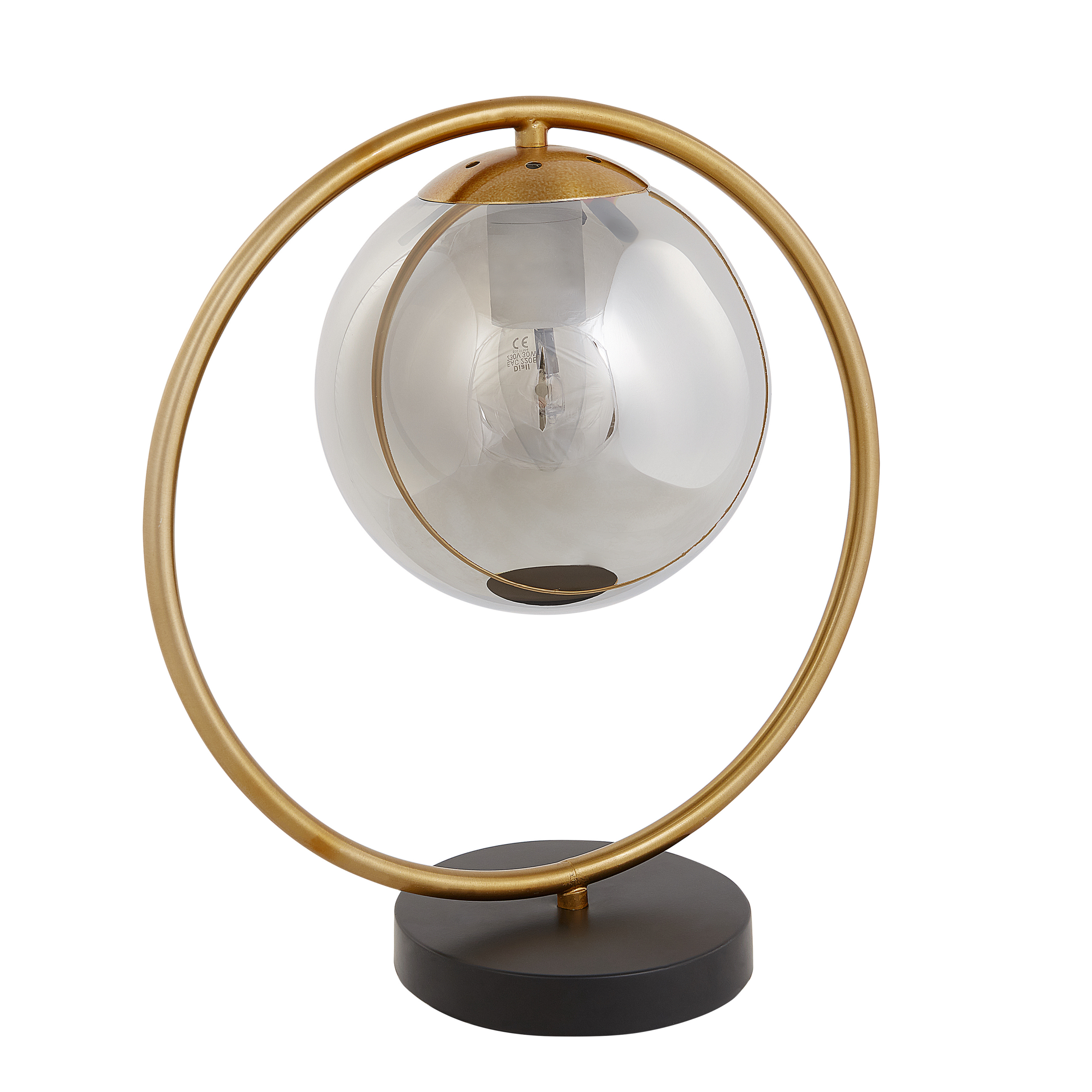 Beliani Table Lamp Metal Gold Bedside Light Glass Shade Bedroom Living Room Glam Modern