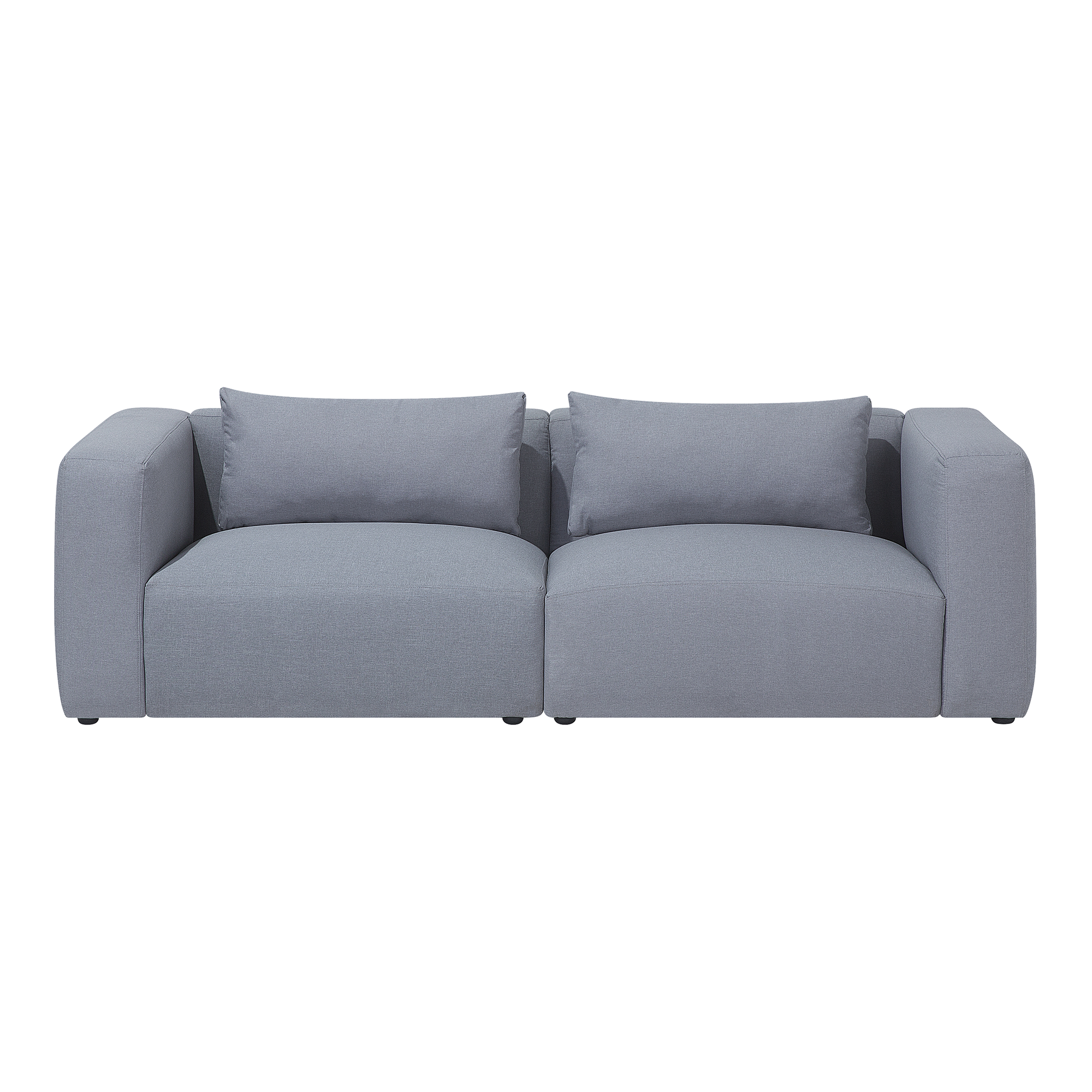 Beliani 3 Seater Sofa Light Grey Fabric Upholstered Modern Living Room