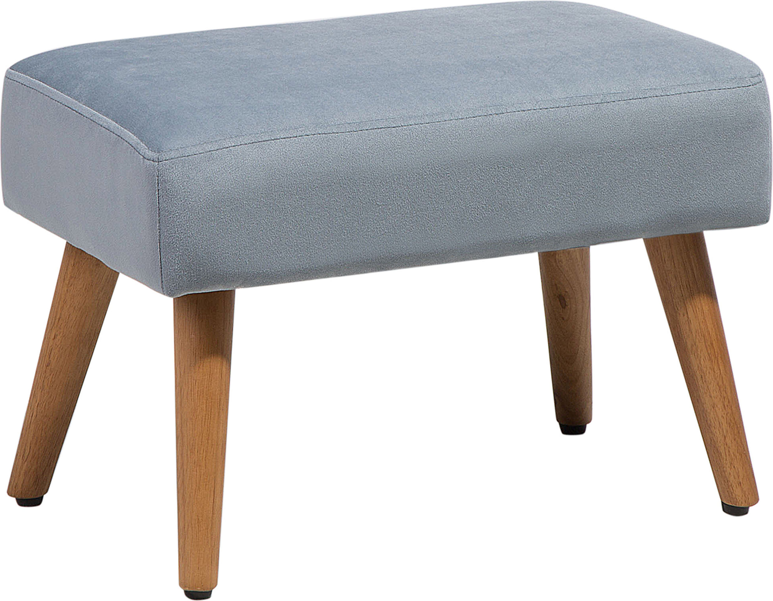 Beliani Footstool Grey Velvet with Wooden Legs Scandinavian Style